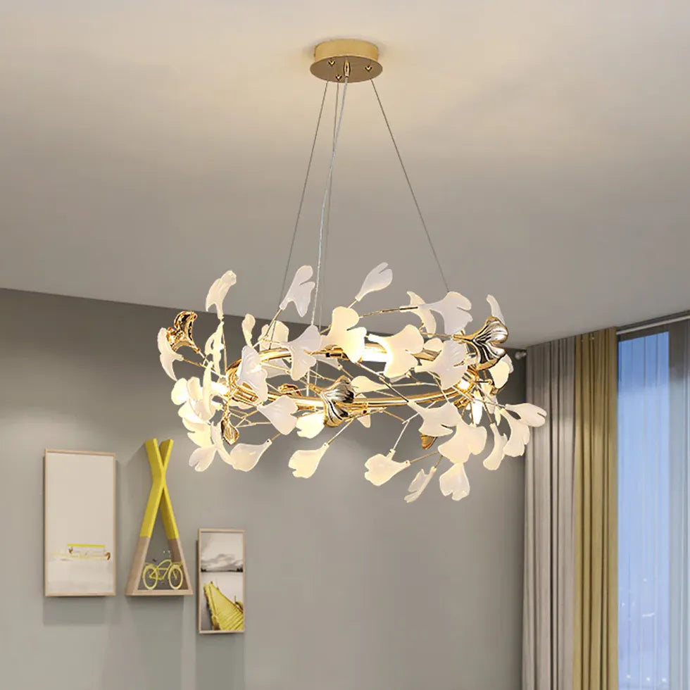 Circular Leaves Modern Gold Pendant Light