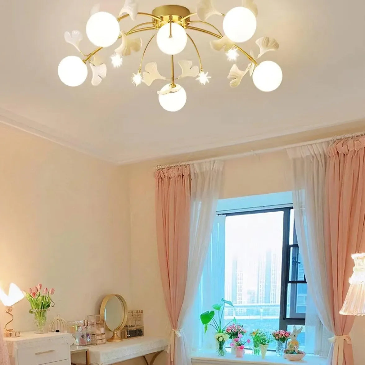 Bending Stars Bedroom Gold Flush Ceiling Lights