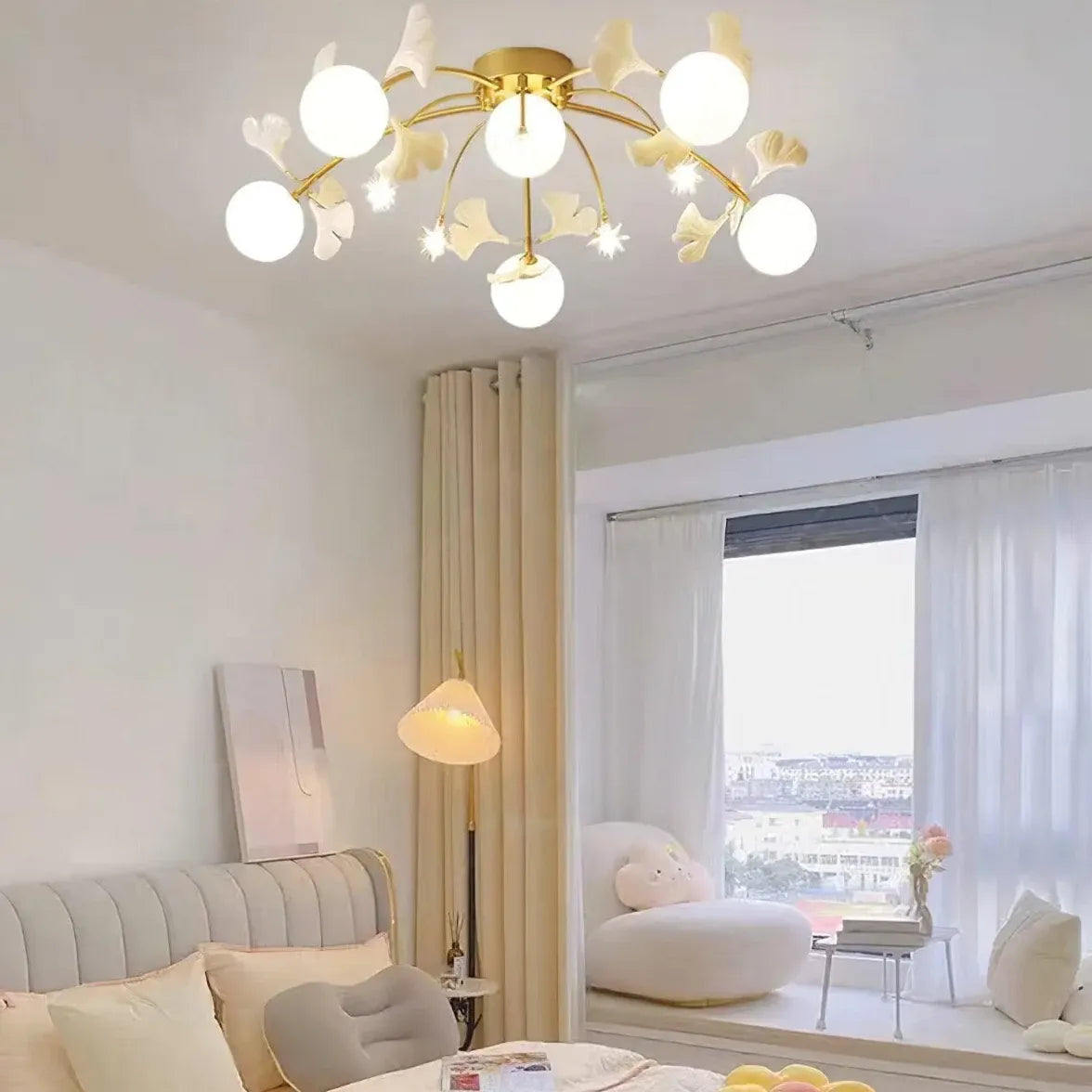 Bending Stars Bedroom Gold Flush Ceiling Lights