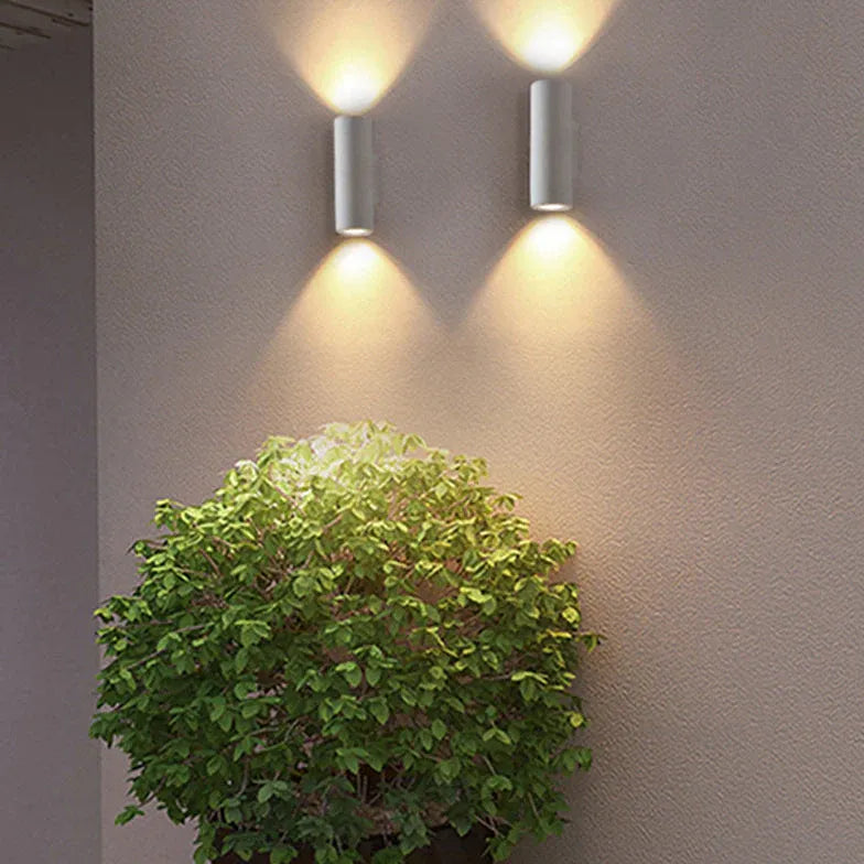 Textured Cylinder Outdoor Up and Down Wall Lights