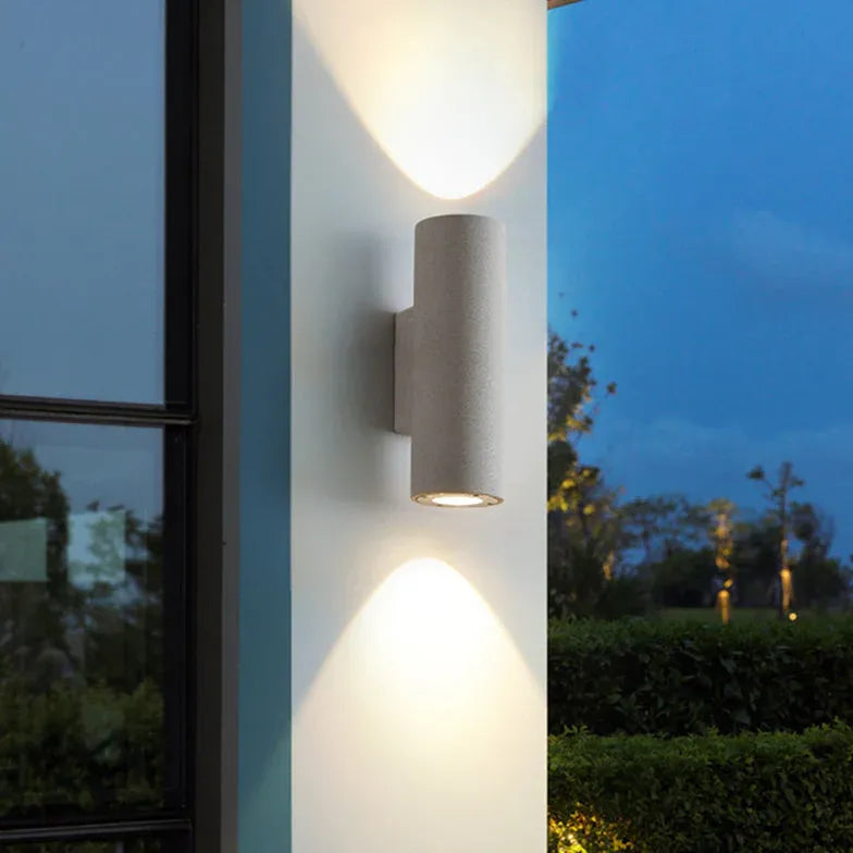 Textured Cylinder Outdoor Up and Down Wall Lights