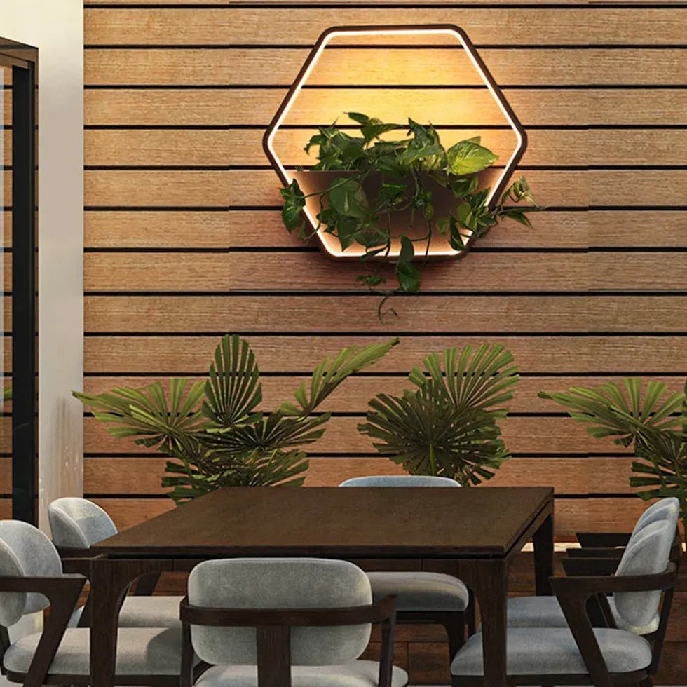 Hexagonal Plant Led Outdoor Wall Lights