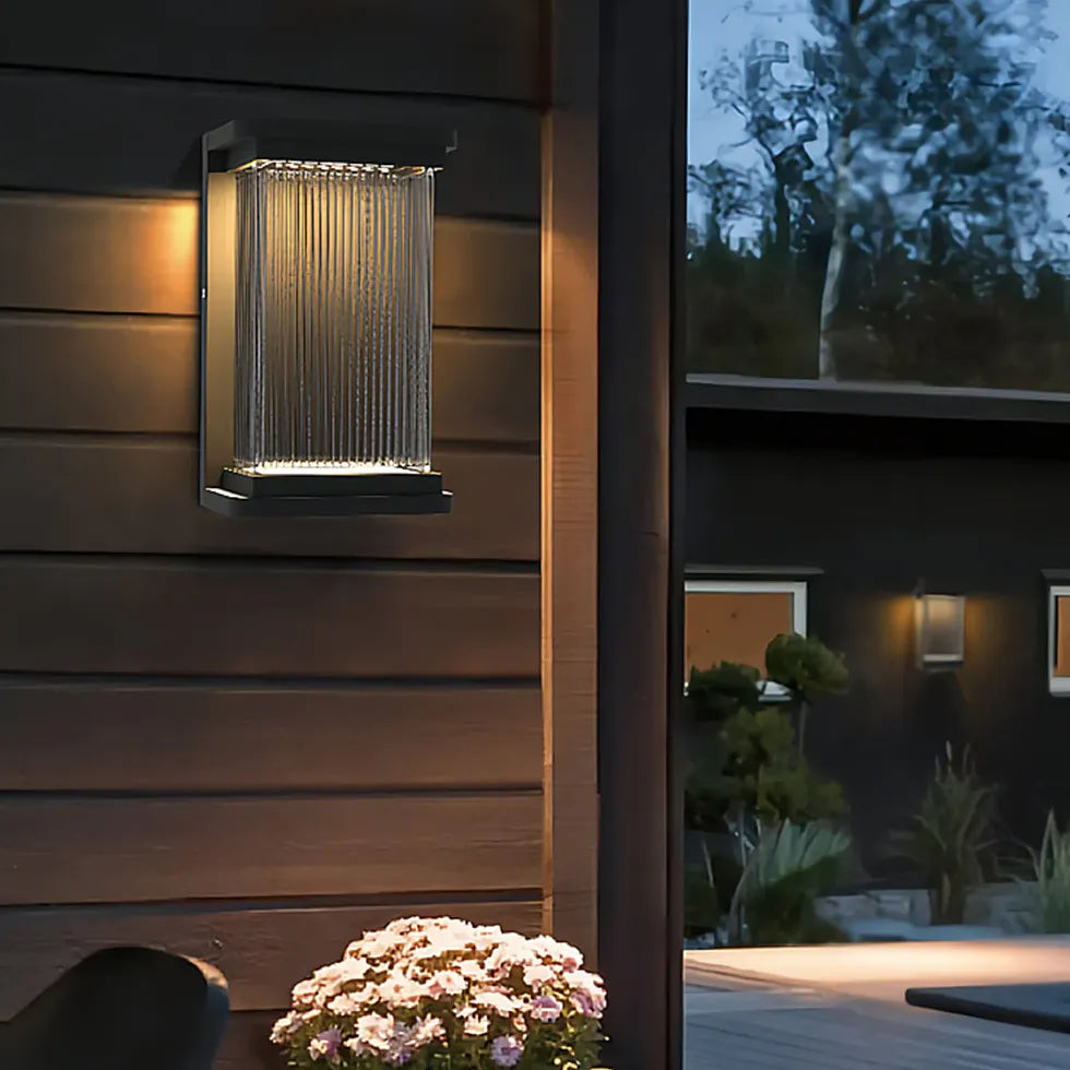 Ribbed Glass Minimalist Outdoor Wall Lights