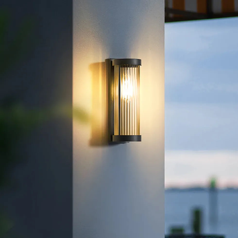 Striped Column Glass Outdoor Wall Lights