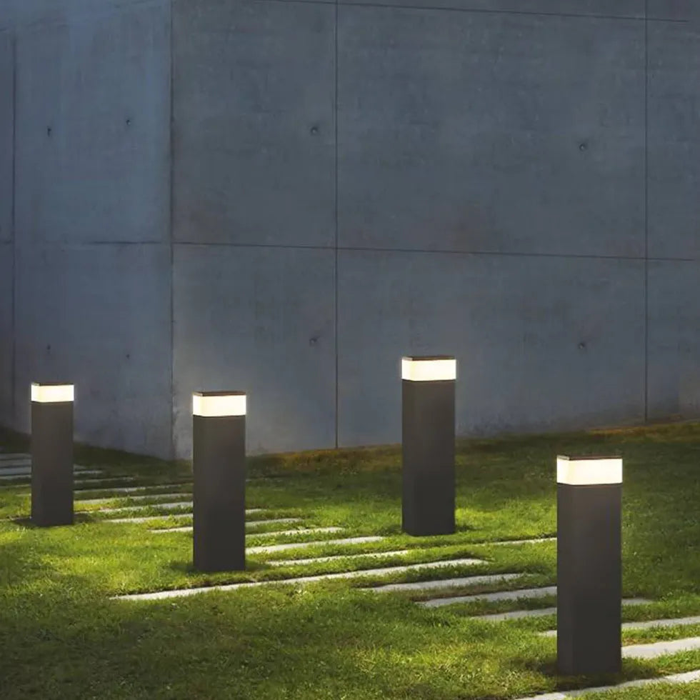 Rectangular Black Modern Bollard Lights