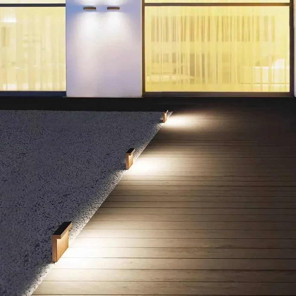 Wood Finish Rectangular Bollard Lights