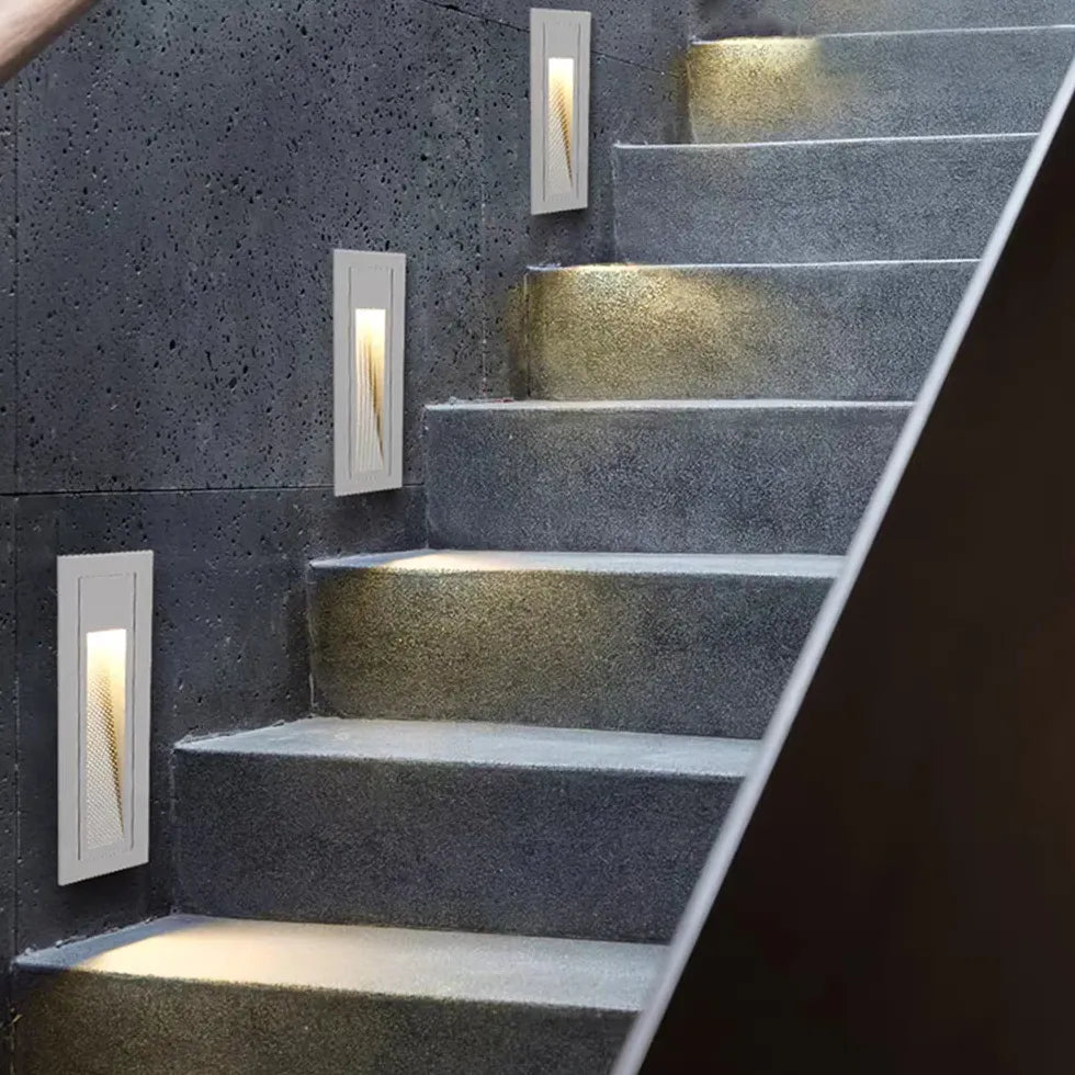 Geometric Recessed LED Step Outdoor Lights