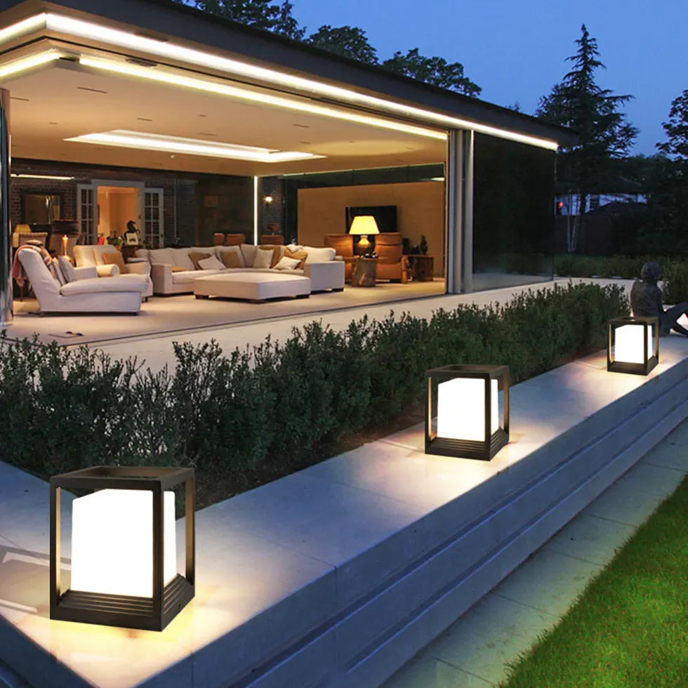 Cube Modern Outdoor Pillar Lights