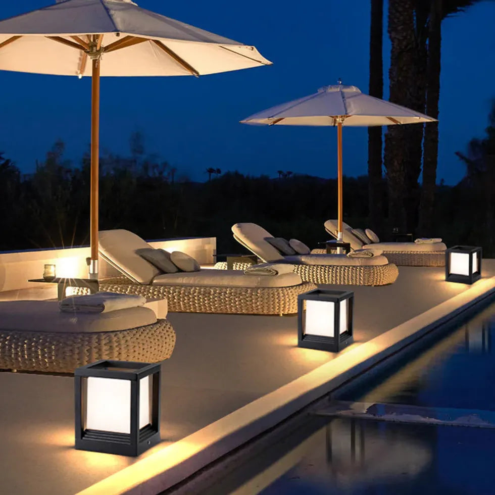 Cube Modern Outdoor Pillar Lights