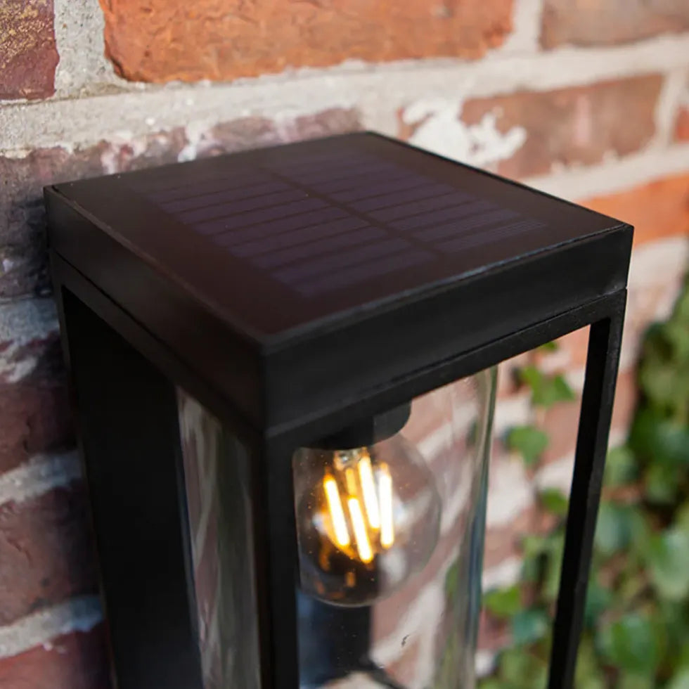 Outdoor Lantern Wall Light Black Solar