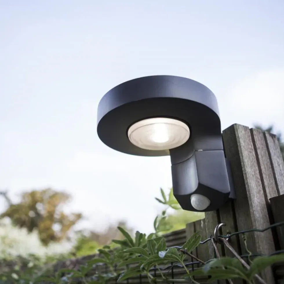 Round Black Solar Outdoor Wall Lights