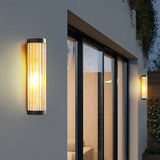 Striped Glass Cylinder Outdoor Wall Lights