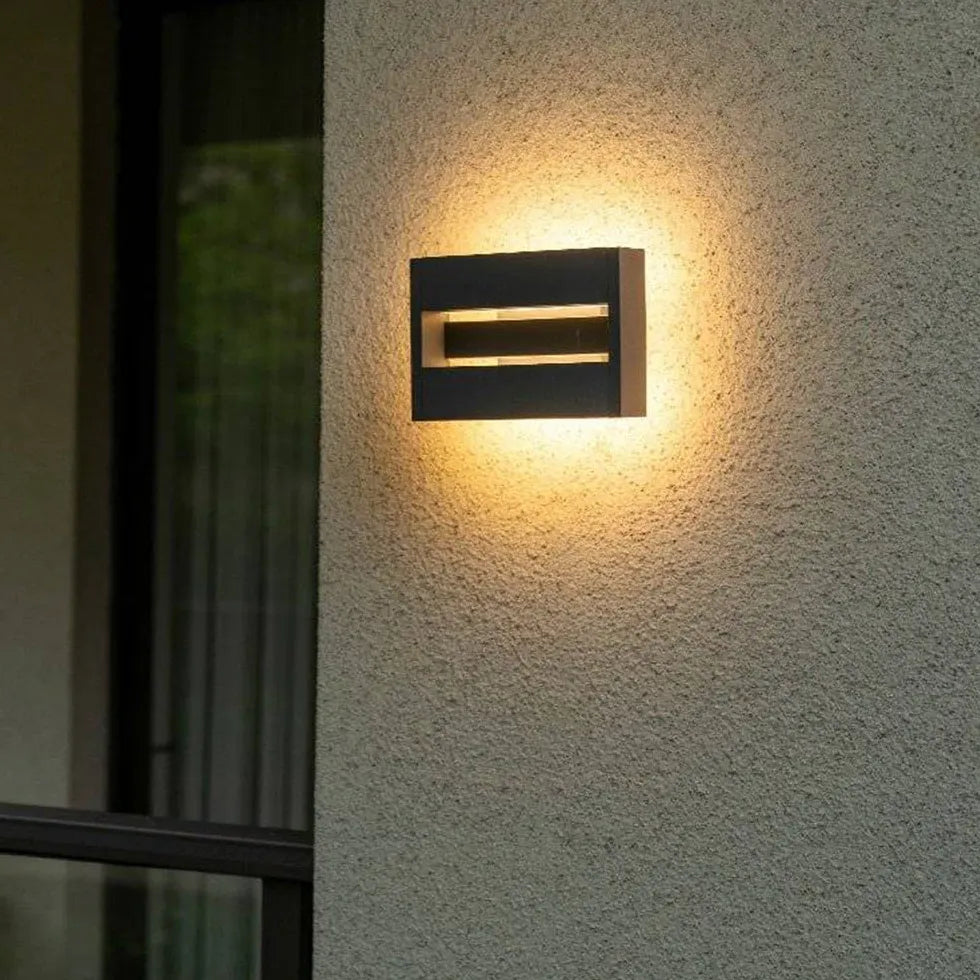 Warm White Rectangular Outdoor Up and Down Wall Lights