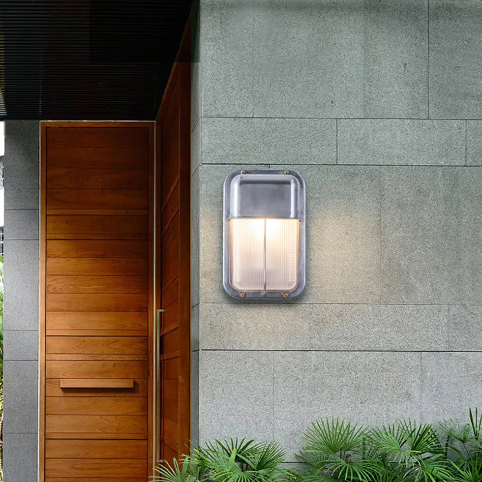 Geometric Silver Industrial Outdoor Wall Lights