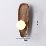 Oval Disc Solid Wood Wall Lamp