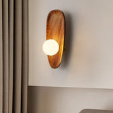 Oval Disc Solid Wood Wall Lamp