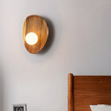 Oval Disc Solid Wood Wall Lamp