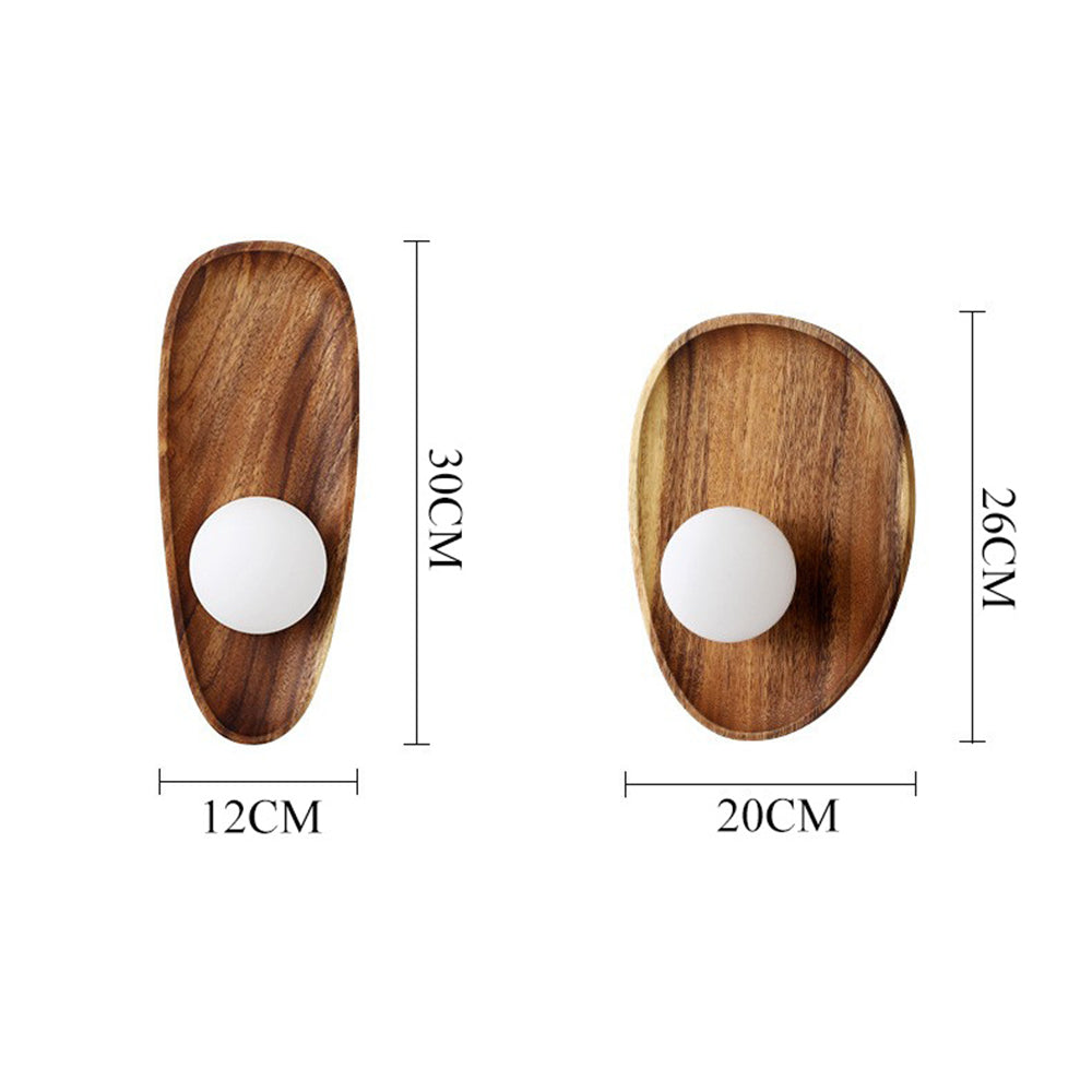 Oval Disc Solid Wood Wall Lamp