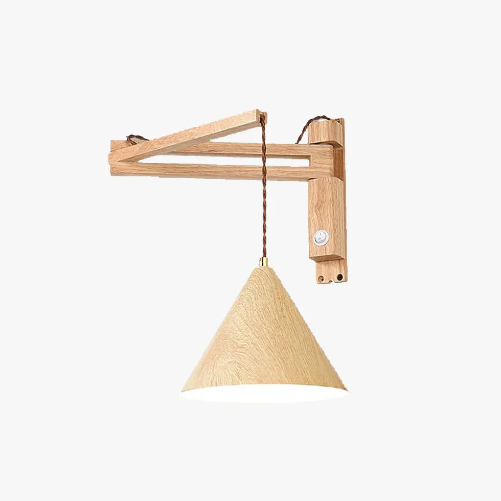 Wooden Cone Adjustable Bedroom Wall Lights