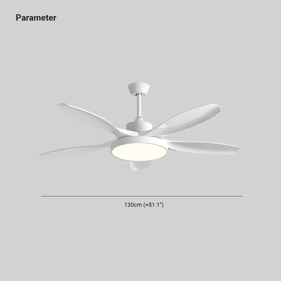 White Disc Wooden Ceiling Fan with Light