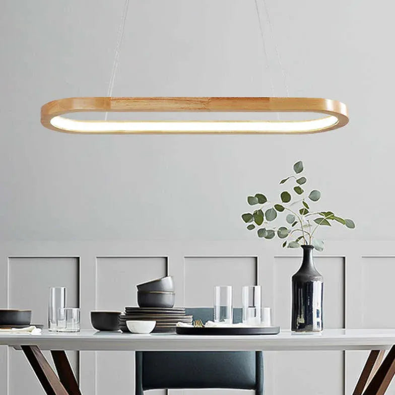 Oval Wooden Minimalist Kitchen Pendant Light