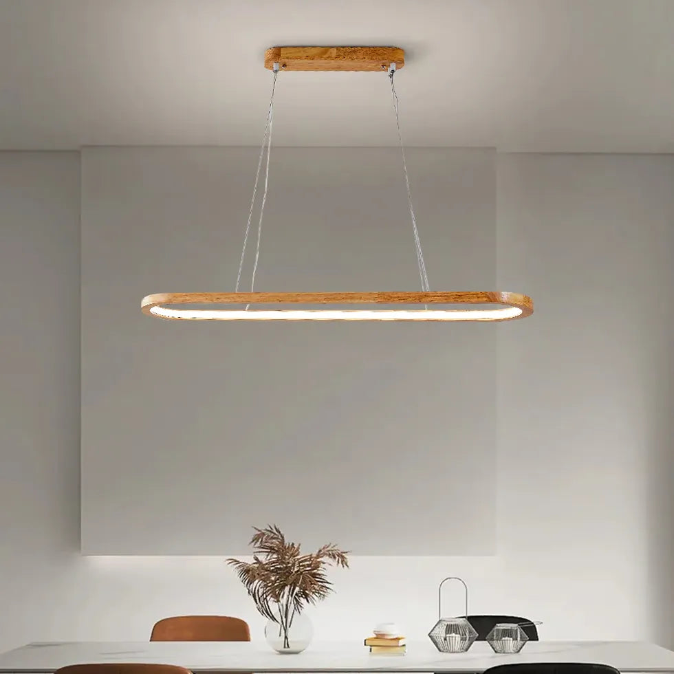 Oval Wooden Minimalist Kitchen Pendant Light