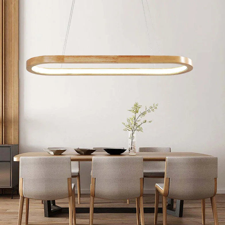 Oval Wooden Minimalist Kitchen Pendant Light