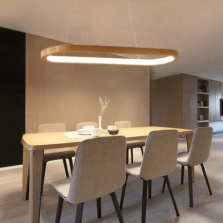 Oval Wooden Minimalist Kitchen Pendant Light