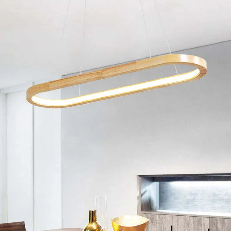 Oval Wooden Minimalist Kitchen Pendant Light