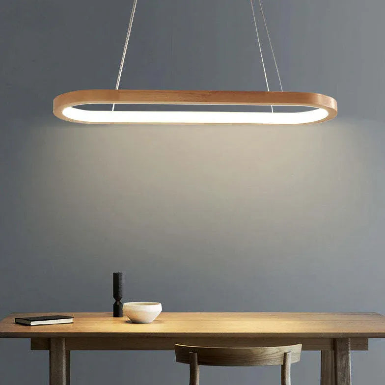 Oval Wooden Minimalist Kitchen Pendant Light