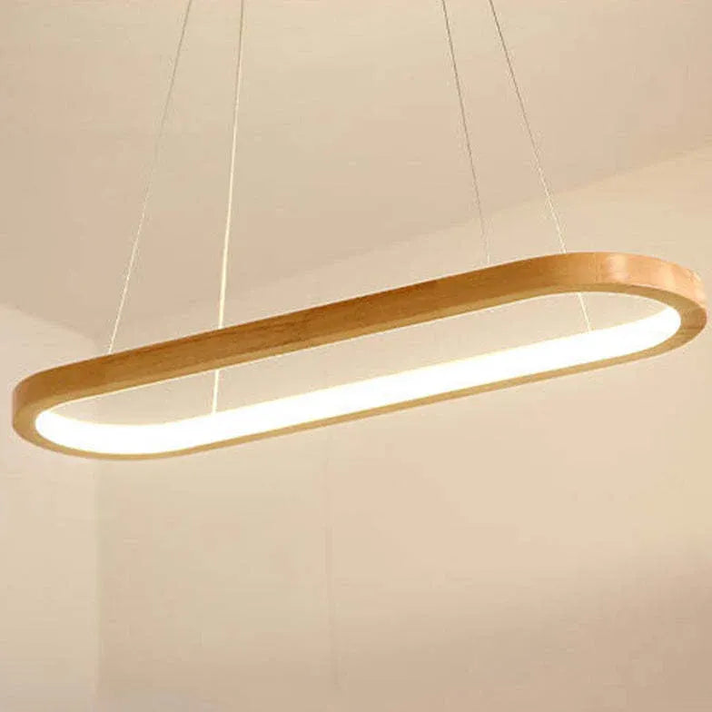 Oval Wooden Minimalist Kitchen Pendant Light