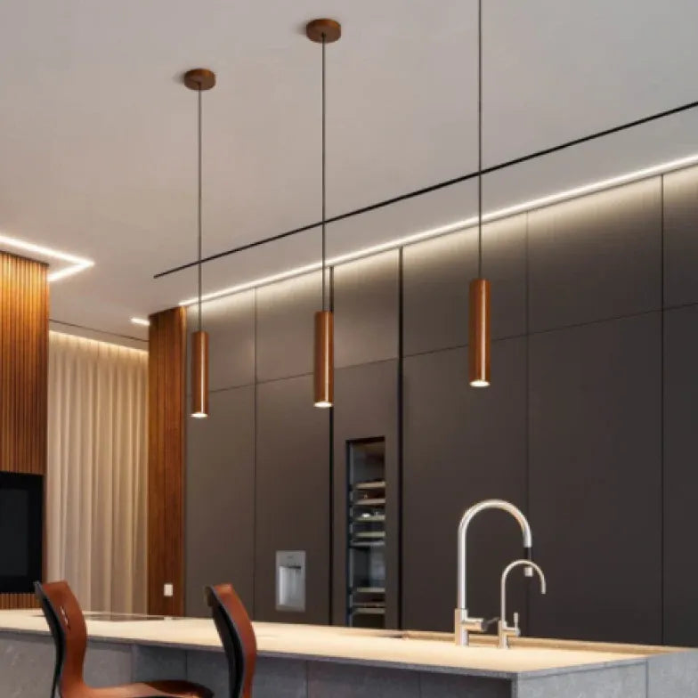 Suspended Downlighting Kitchen Wooden Pendant Light