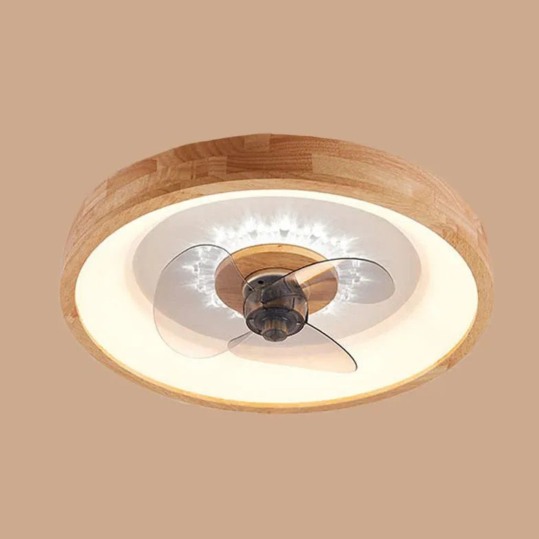 Round Border Wooden Ceiling Fan with Light