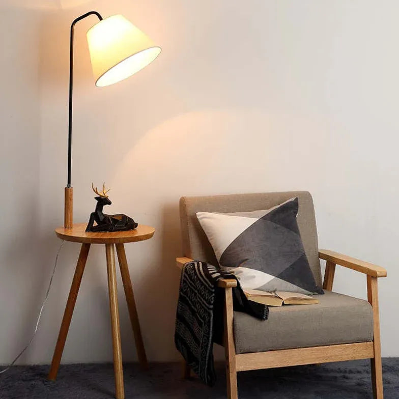 Cone-Shaped Tripod Floor Lamp with Desk Lamp