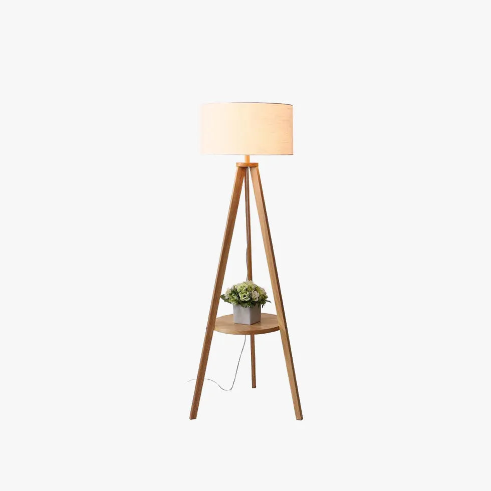 Cylindrical Beige Tripod Floor Lamp