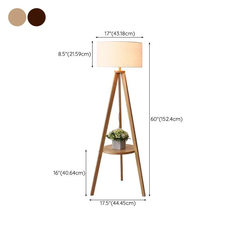 Cylindrical Beige Tripod Floor Lamp