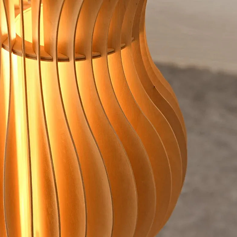 Wooden Wave-Shaped Sculptural Floor Lamp