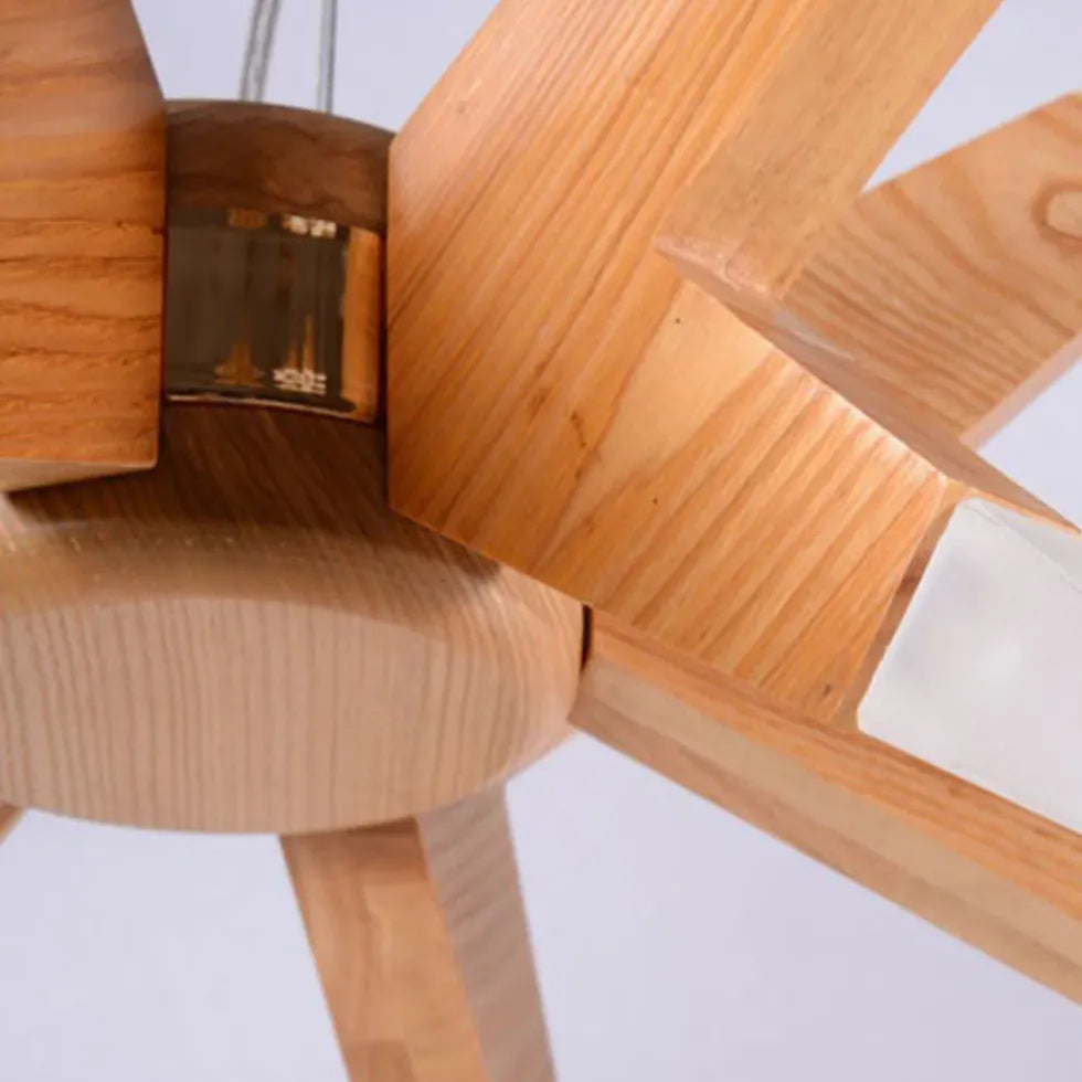 Asymmetric Multi-Branched Wooden Pendant Light