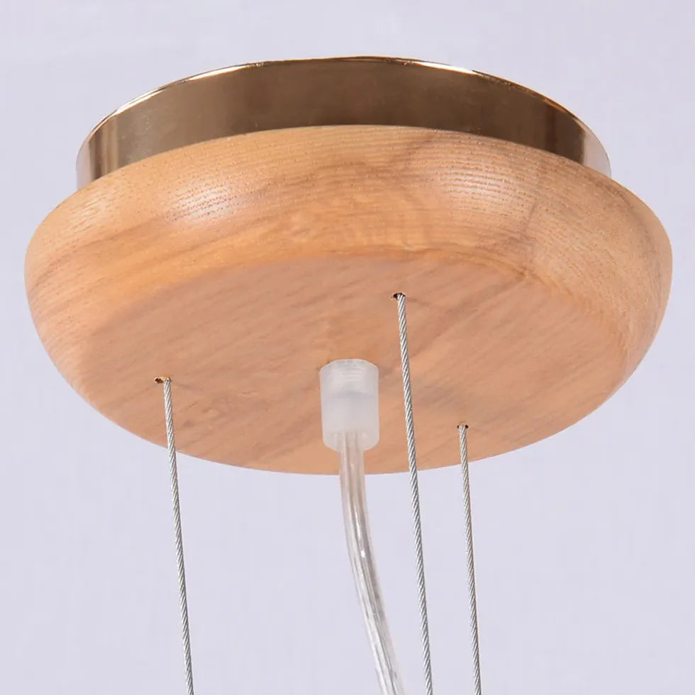 Asymmetric Multi-Branched Wooden Pendant Light