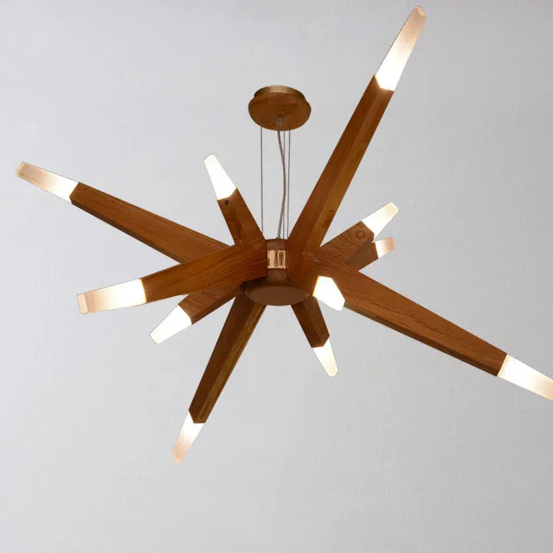 Asymmetric Multi-Branched Wooden Pendant Light