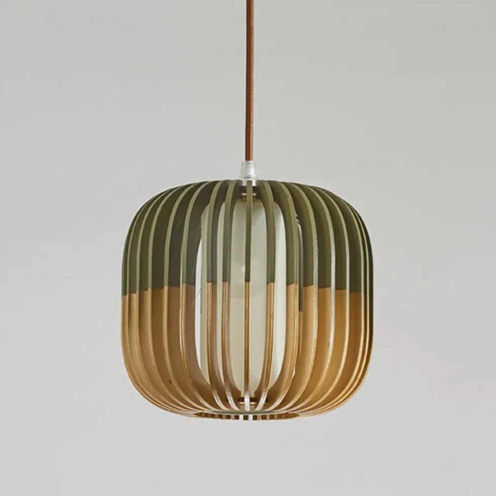 Hollow Green Kitchen Wooden Pendant Light