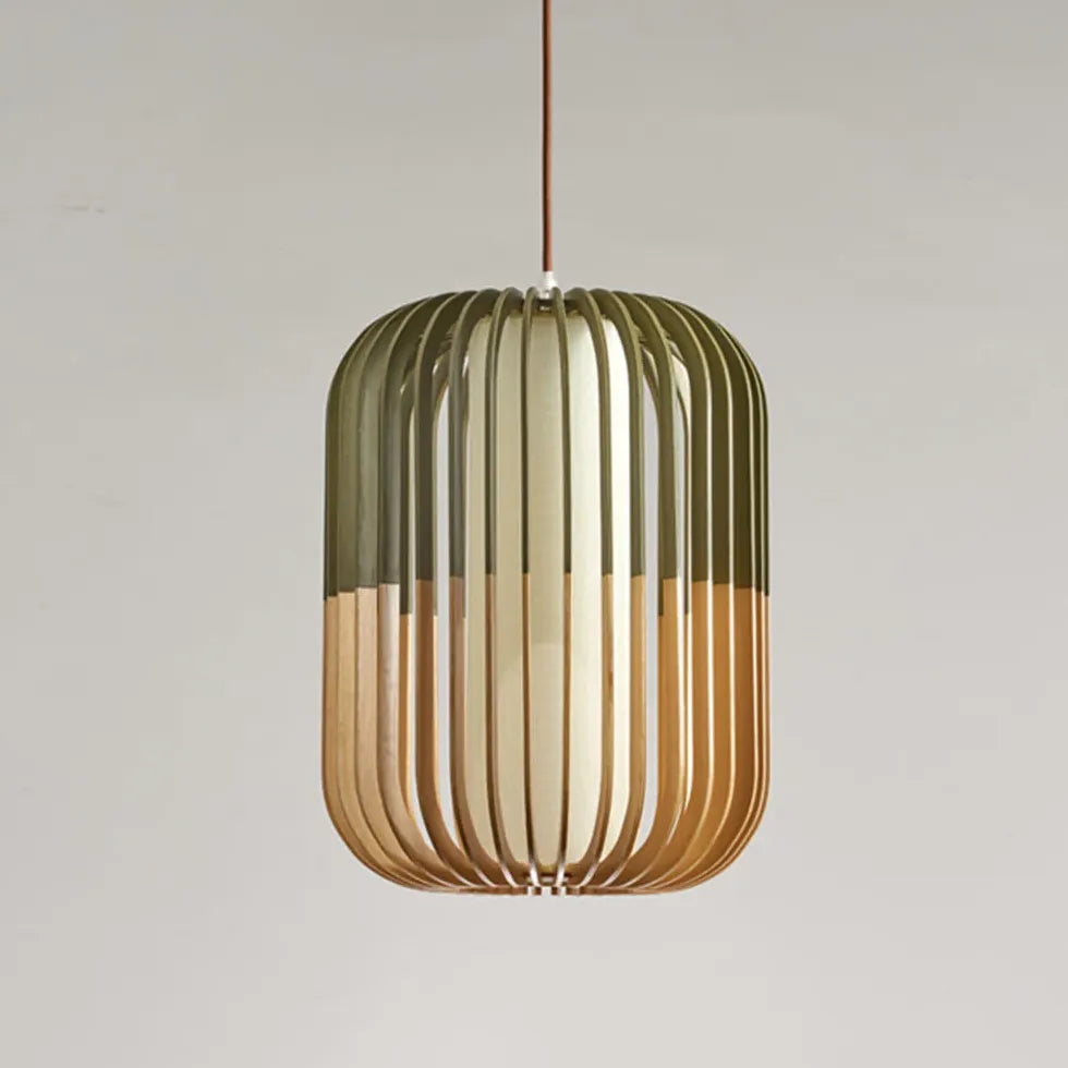 Hollow Green Kitchen Wooden Pendant Light