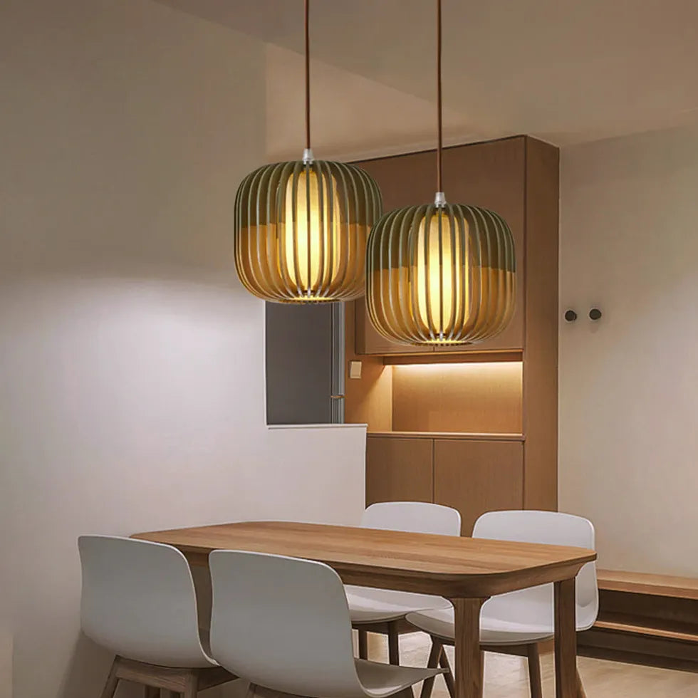 Hollow Green Kitchen Wooden Pendant Light