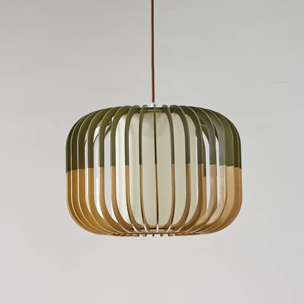 Hollow Green Kitchen Wooden Pendant Light