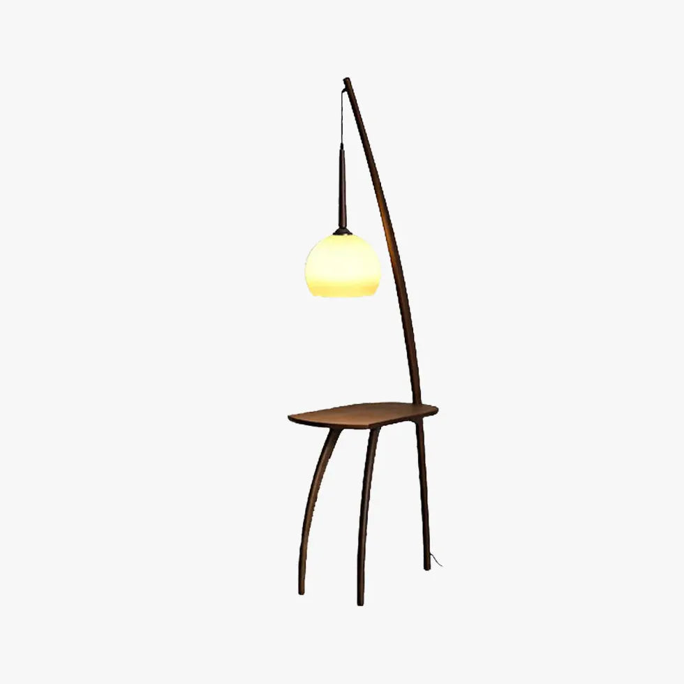 Brown Tripod Floor Lamp with Round Lampshade