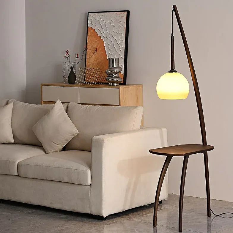 Brown Tripod Floor Lamp with Round Lampshade