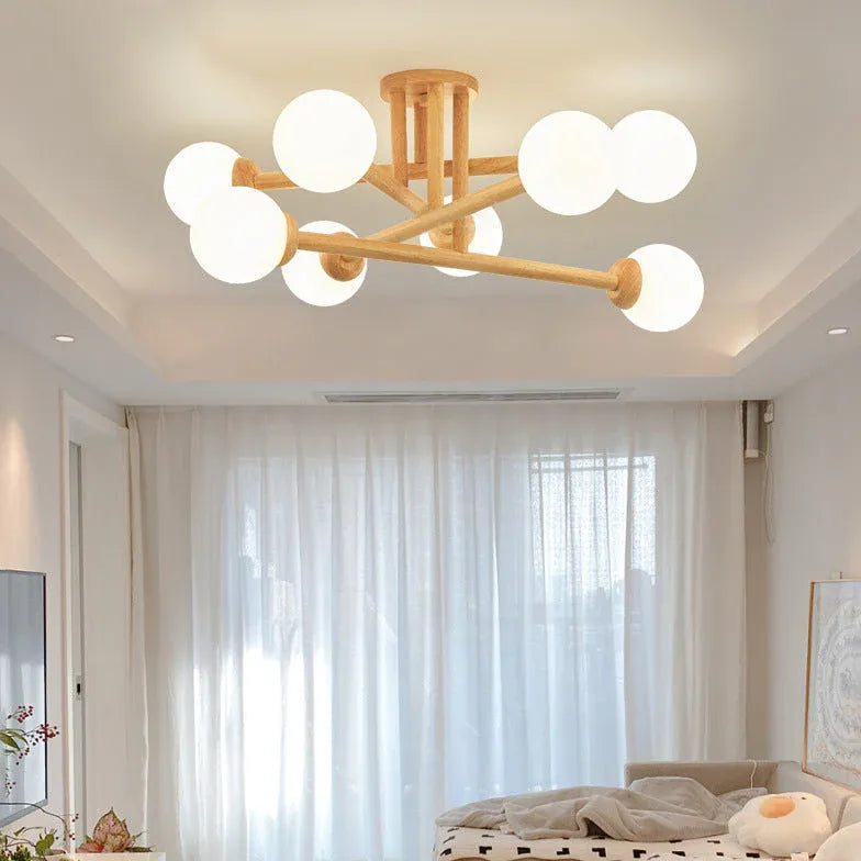 Triangle Interlacing Bedroom Wooden Flush Ceiling Lights