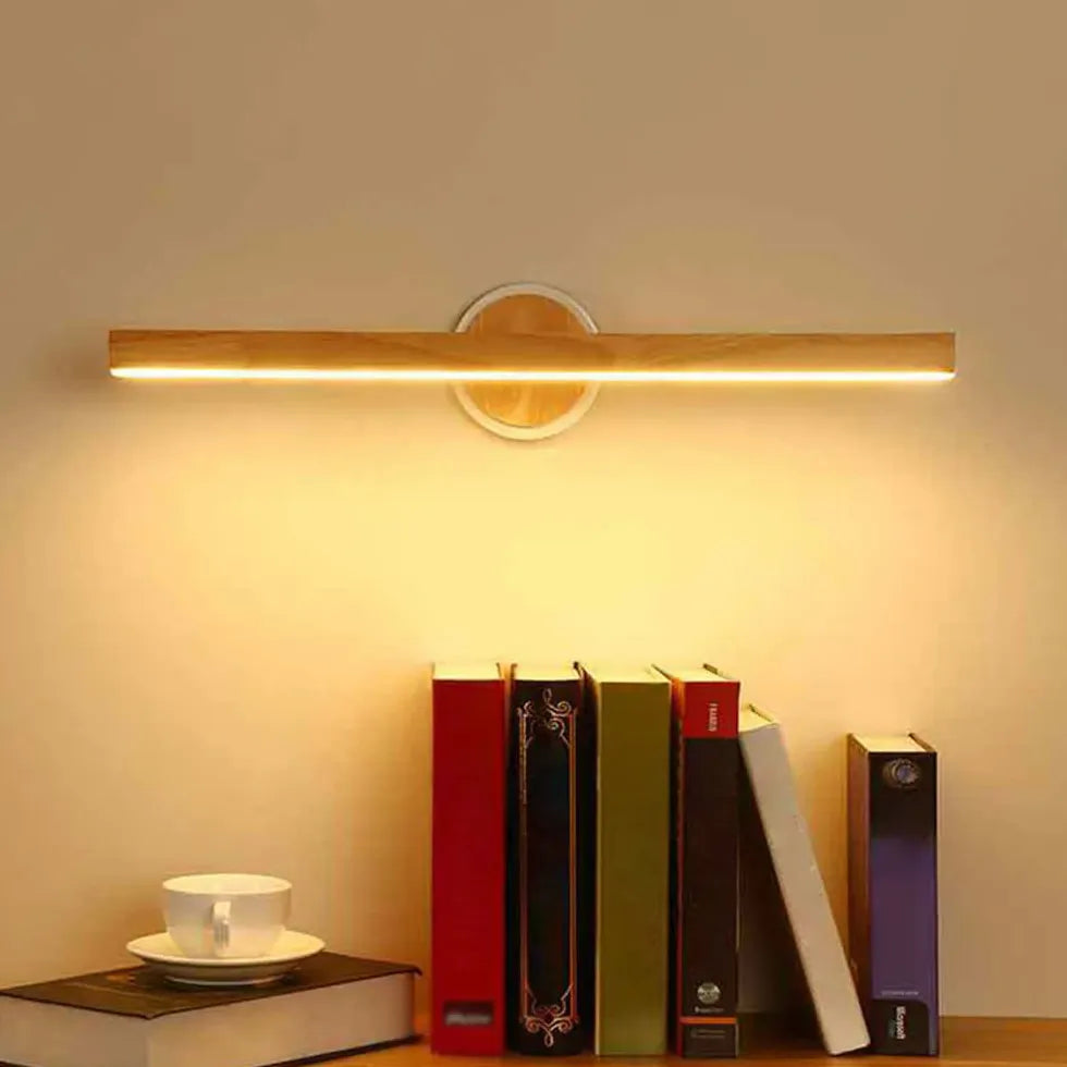 Rubber Wood Linear LED Mirror Lights