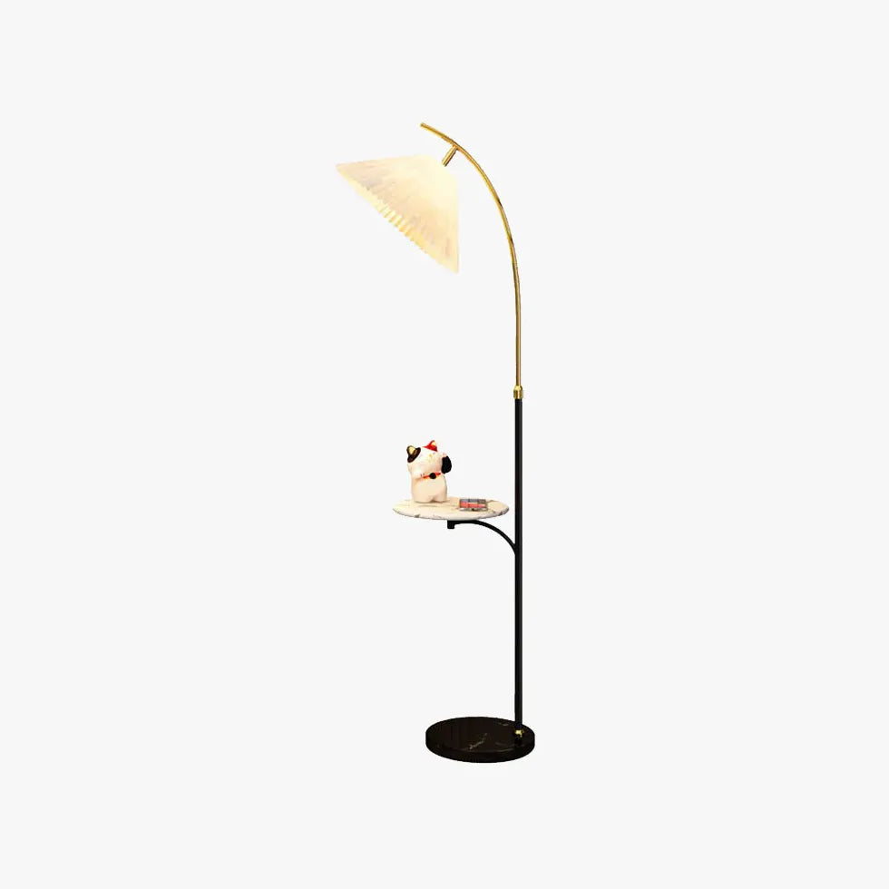 Modern Arched Floor Lamp with Small Table