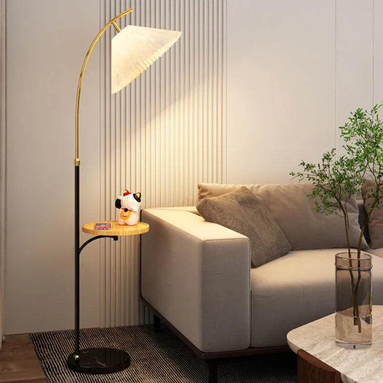 Modern Arched Floor Lamp with Small Table